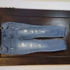 Mid -Rise Light Wash Destressed Skinny Jeans Size 14